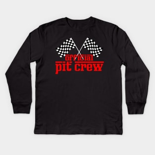 Pit Crew Race Car Party Car Racing Checkered Flag Racing, Tuner Mechanic Car Lover Enthusiast Gift Idea Kids Long Sleeve T-Shirt